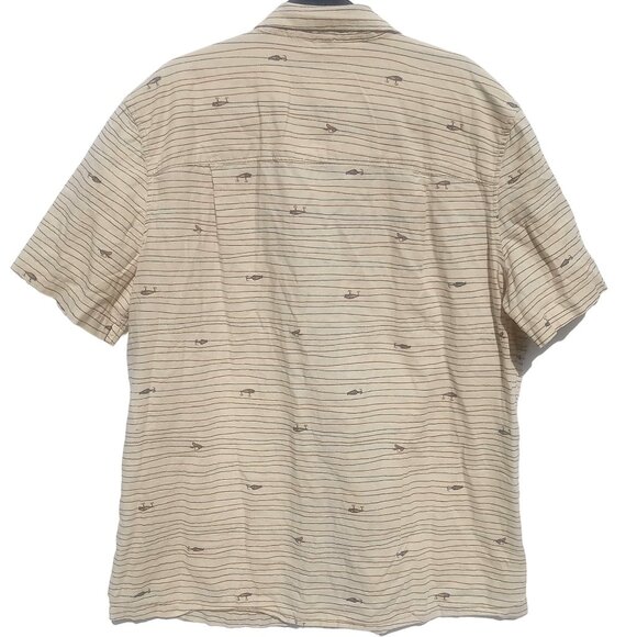 Foundry Men's Shirt XLT Beige Fishing Lure Print Short Sleeve Button-Up Shirt - Picture 2 of 6